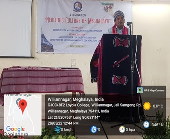 Speaker Dr. Tilok Thakuria presenting at the Symposium on Neolithic Culture in Meghalaya